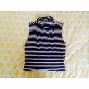 Striped Turtle-neck crop top