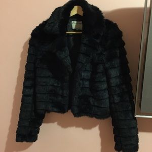 ASOS Black cropped faux fur jacket