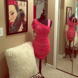 Satin, Pink Bebe Dress