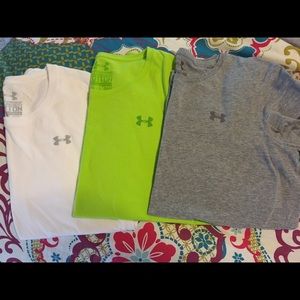 3 Under Armour charged cotton t's
