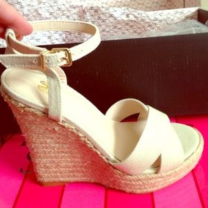 Victorias Secret NIB beige wedge heels
