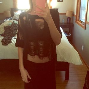 Black ripped design shirt