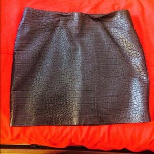 Black leather mini skirt