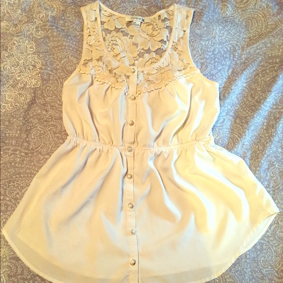White lace and silk Forever 21 racerback tank