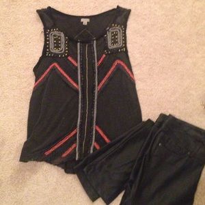 Urban outfitters faded black beaded tank top