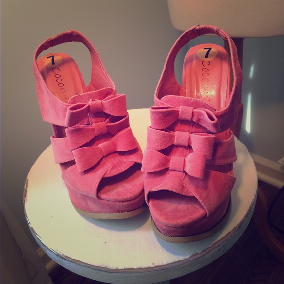 🎀 Pink Bow Wedges 🎀