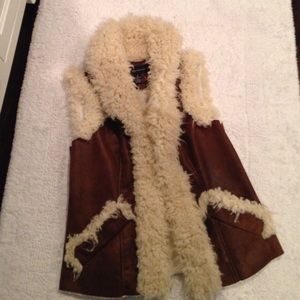 Never Worn Stylish Feau Fur Vegan Leather Vest