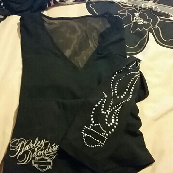 Harley sheer sleeve rockin top