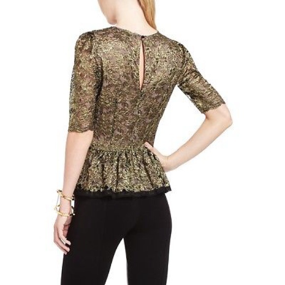 BCBG Metallic Lace Peplum Top - Picture 2 of 4