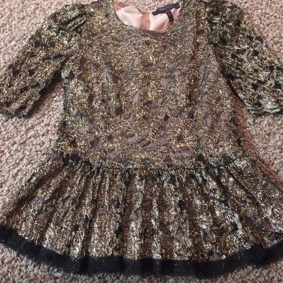 BCBG Metallic Lace Peplum Top - Picture 3 of 4
