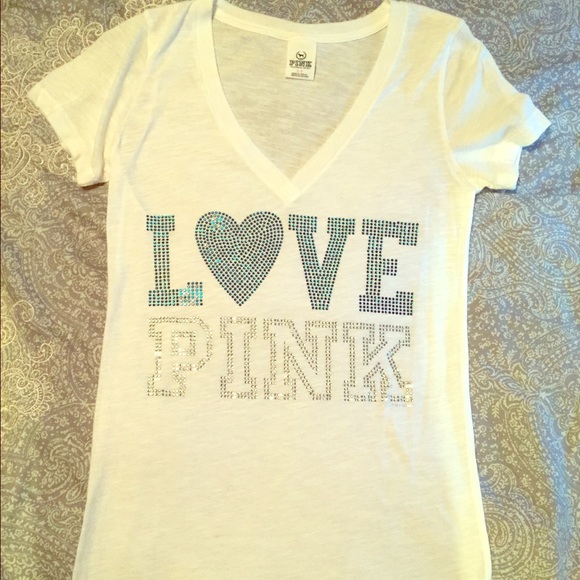 Short sleeve embellished "Pink" tee shirt