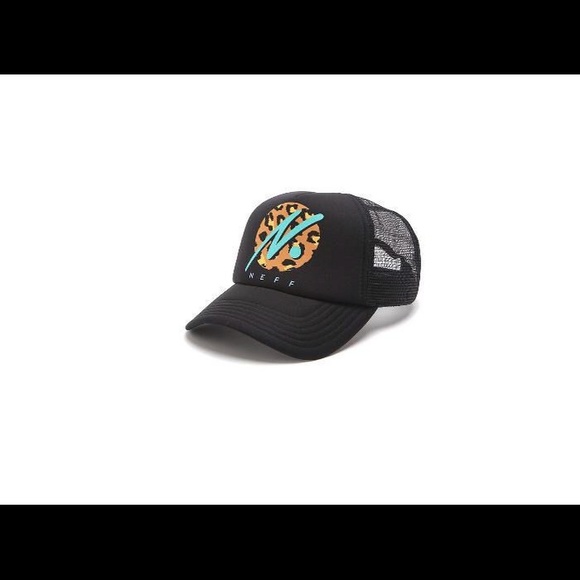 NEFF RUN WILD LEOPARD CIRCLE PRINT TRUCKER HAT CAP