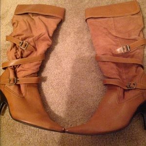 Suede calf length boots