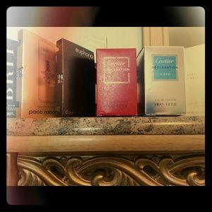 Set of 4 Men's perfume samplers & 2 Cartier Minis