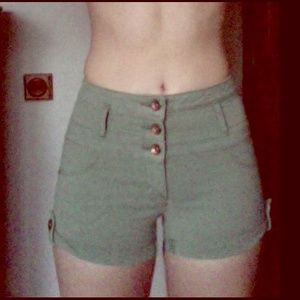 Navy Green High Waisted Shorts!