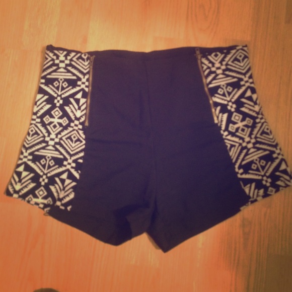 Black and white Aztec high waisted shorts