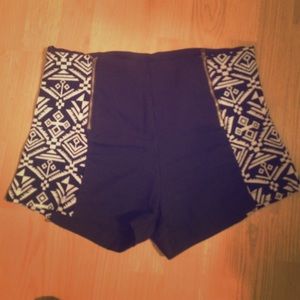 Black and white Aztec high waisted shorts