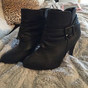 Black leather booties
