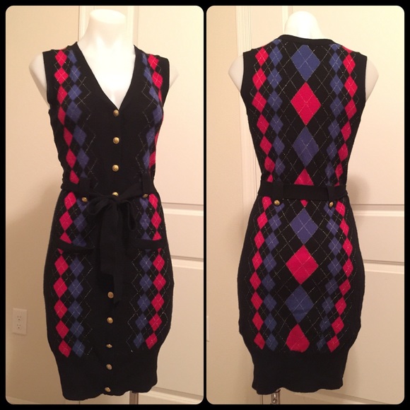 Betsey Johnson argyle sweater dress