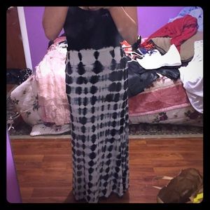 Black, grey, and white maxi skirt.