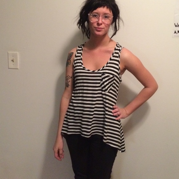 Striped b&w high low tank