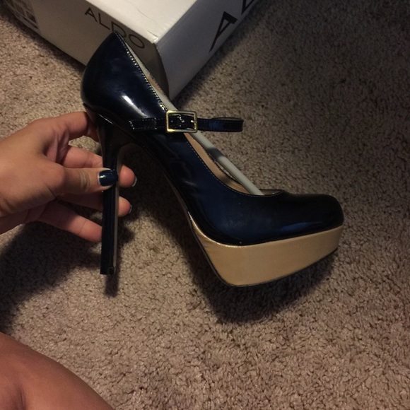 Blue and Nuede Patent Leather Pumps