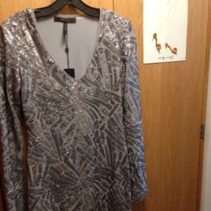 BCBG Silver Sequin BodyCon Dress