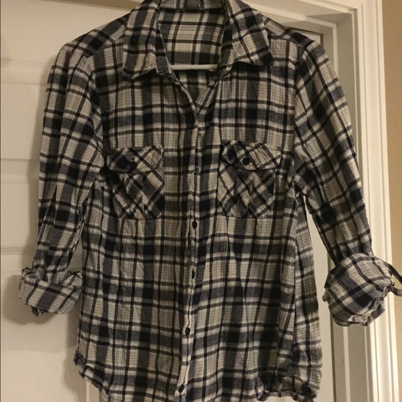 Navy blue and white flannel