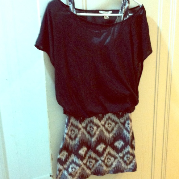 Ikat Print Twofer Bodycon Dress