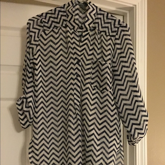 Navy chevron button up