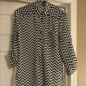 Navy chevron button up