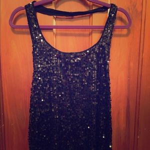 Black sequin halter top