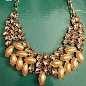Gold Pearl Statement Necklace