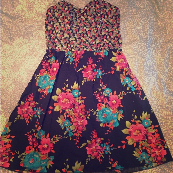 Black floral "Xhiliration" dress