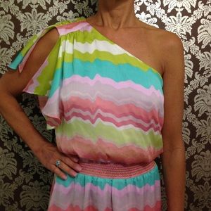 Jessica Simpson One Shoulder Maxi - Coral