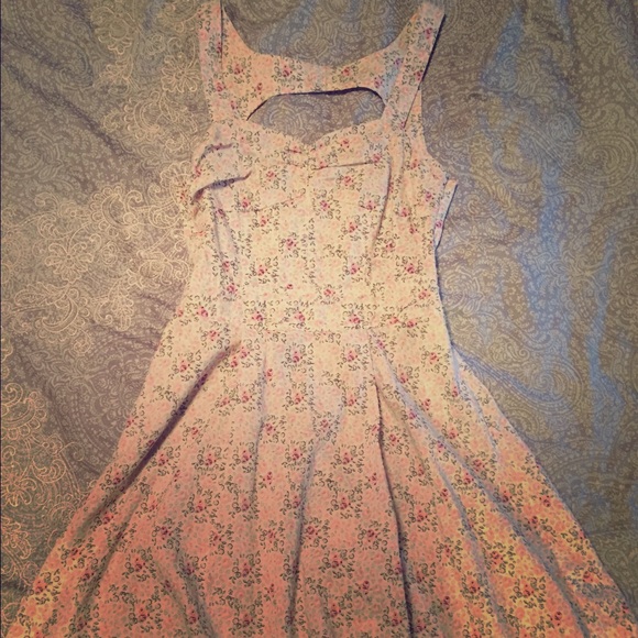 White floral "Black Poppy" dress with open back