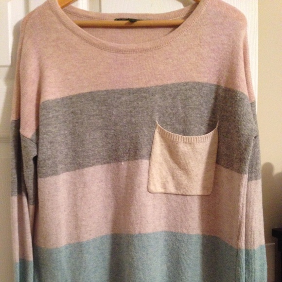 Striped Tunic length Sweater