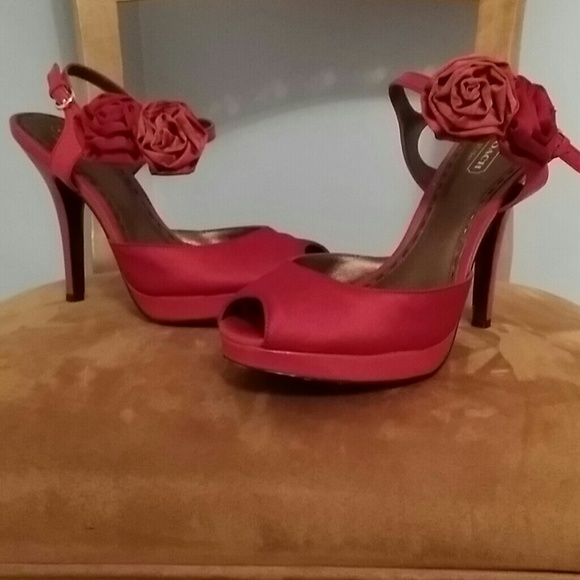 Red Satin Coach Beauties only worn just a little