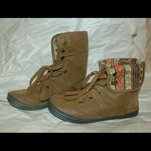 Brown and Tribal Adjustable Boots