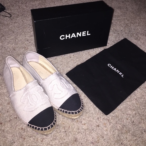 chanel espadrilles cream and black