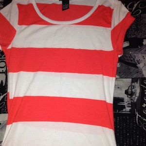 Orange and white stripped tee