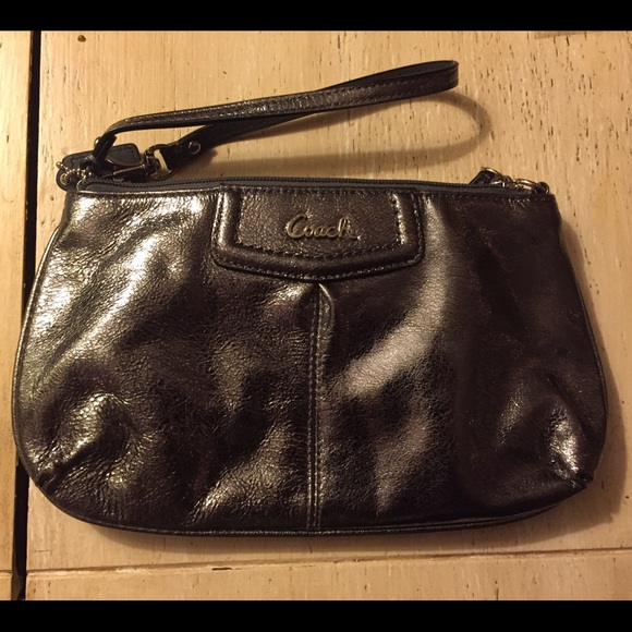 Metallic Silver Coach Clutch