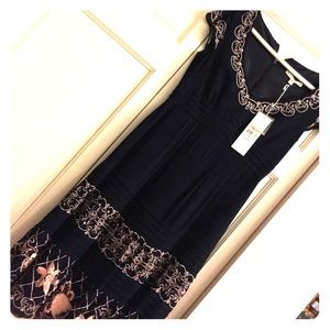 Nanette Lepore Layer Cake Embroidered Navy Dress