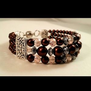 Pearl/Crystal 3 strand memory wire