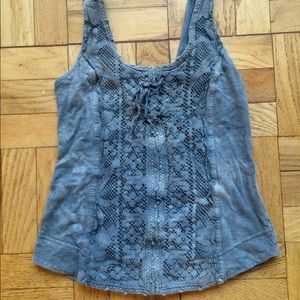 Free people baby blue crochet corset tank