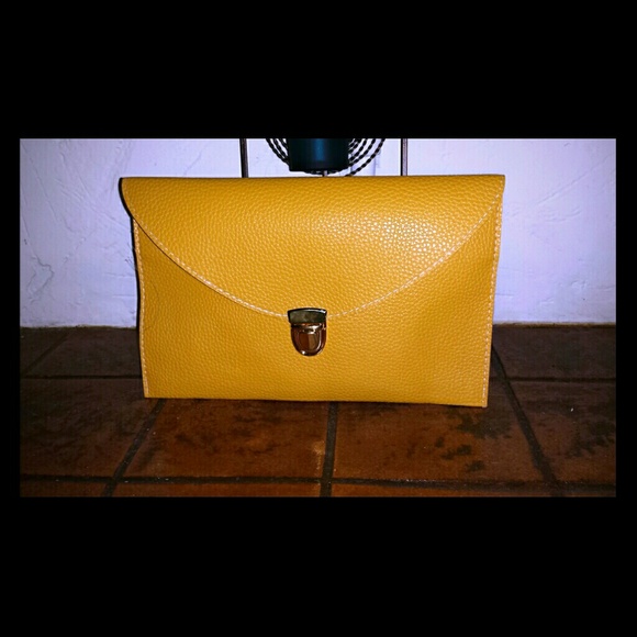 New Vegan Leather Yellow Clutch