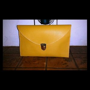 New Vegan Leather Yellow Clutch