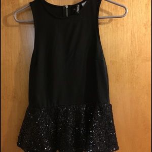 Black Peplum top with sequins