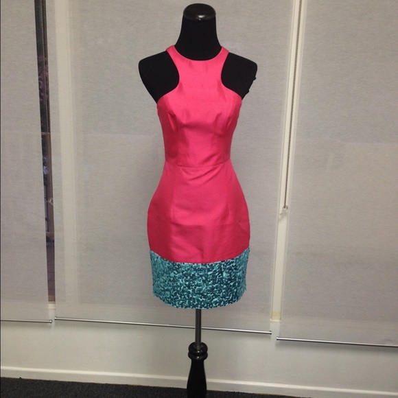 Alex Perry Pink and Aqua Cocktail Dress