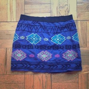 Royal blue embroidered body con skirt